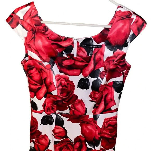 NWT White House Black Market Rose Floral Print Bodycon Sleeveless Dress Size 2 - Picture 5 of 9